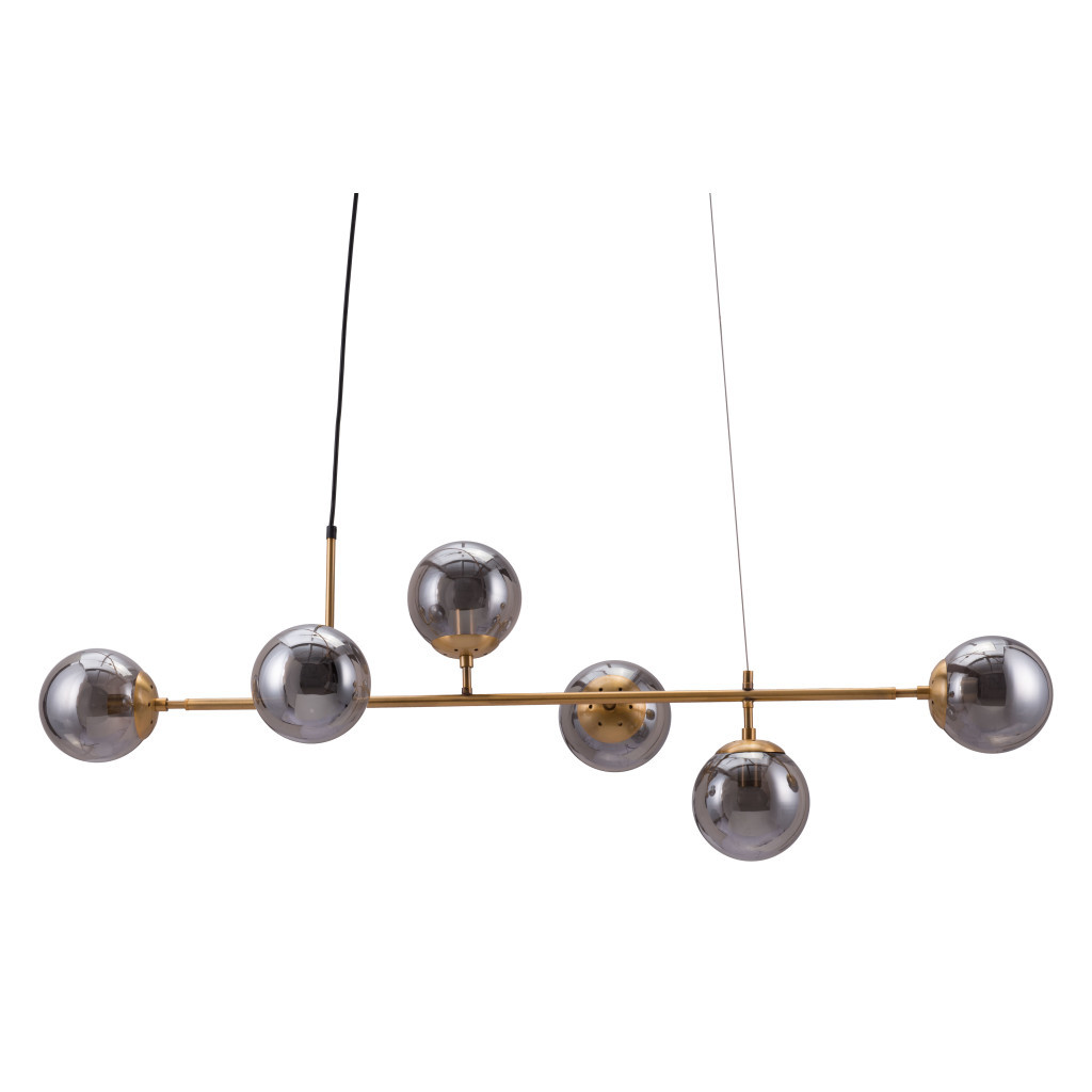 Gold Kitchen Island Six Light Metal Dimmable Ceiling Light With Clear Shades - Image 6