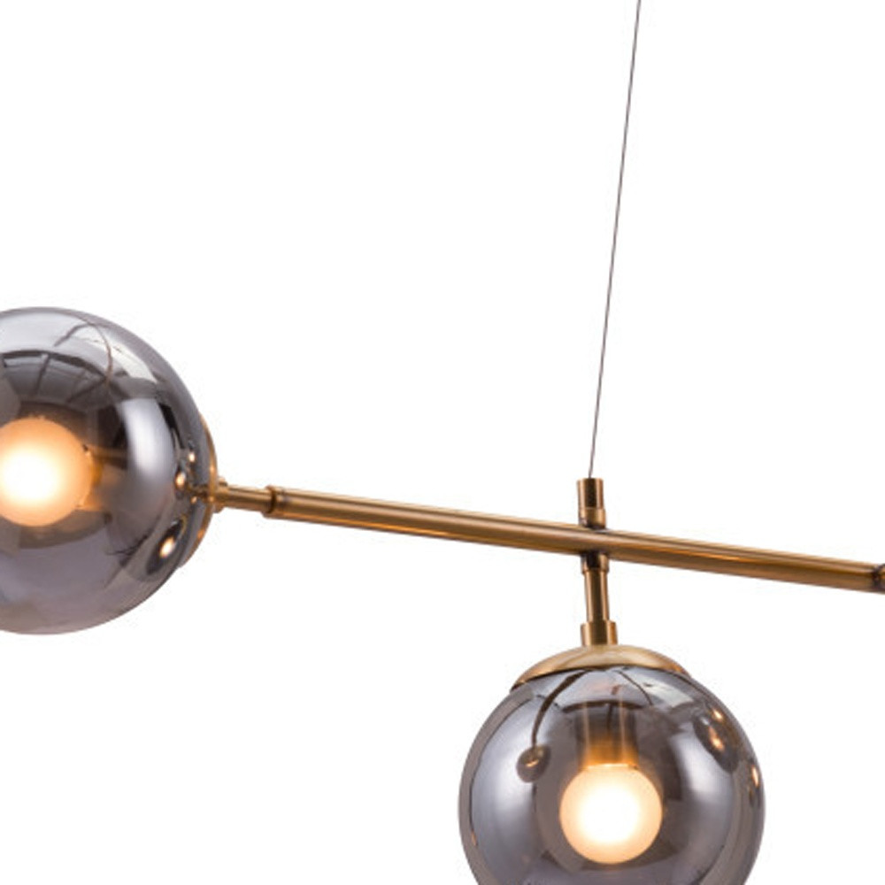 Gold Kitchen Island Six Light Metal Dimmable Ceiling Light With Clear Shades - Image 10