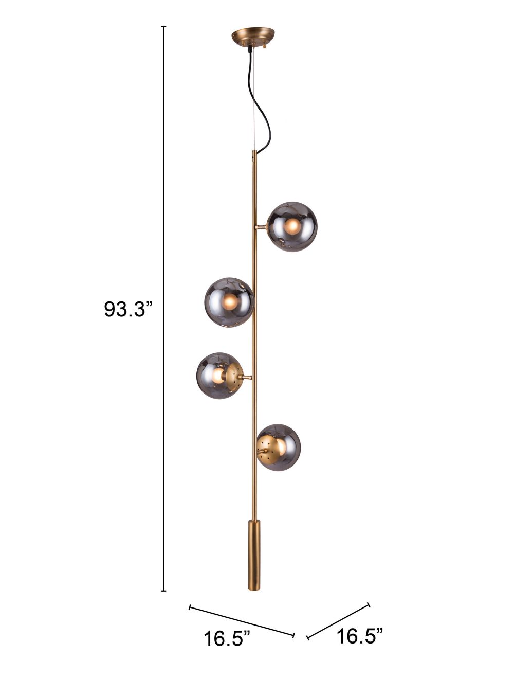 Gold Shaded Four Light Metal Dimmable Ceiling Light With Clear Shades - Image 11