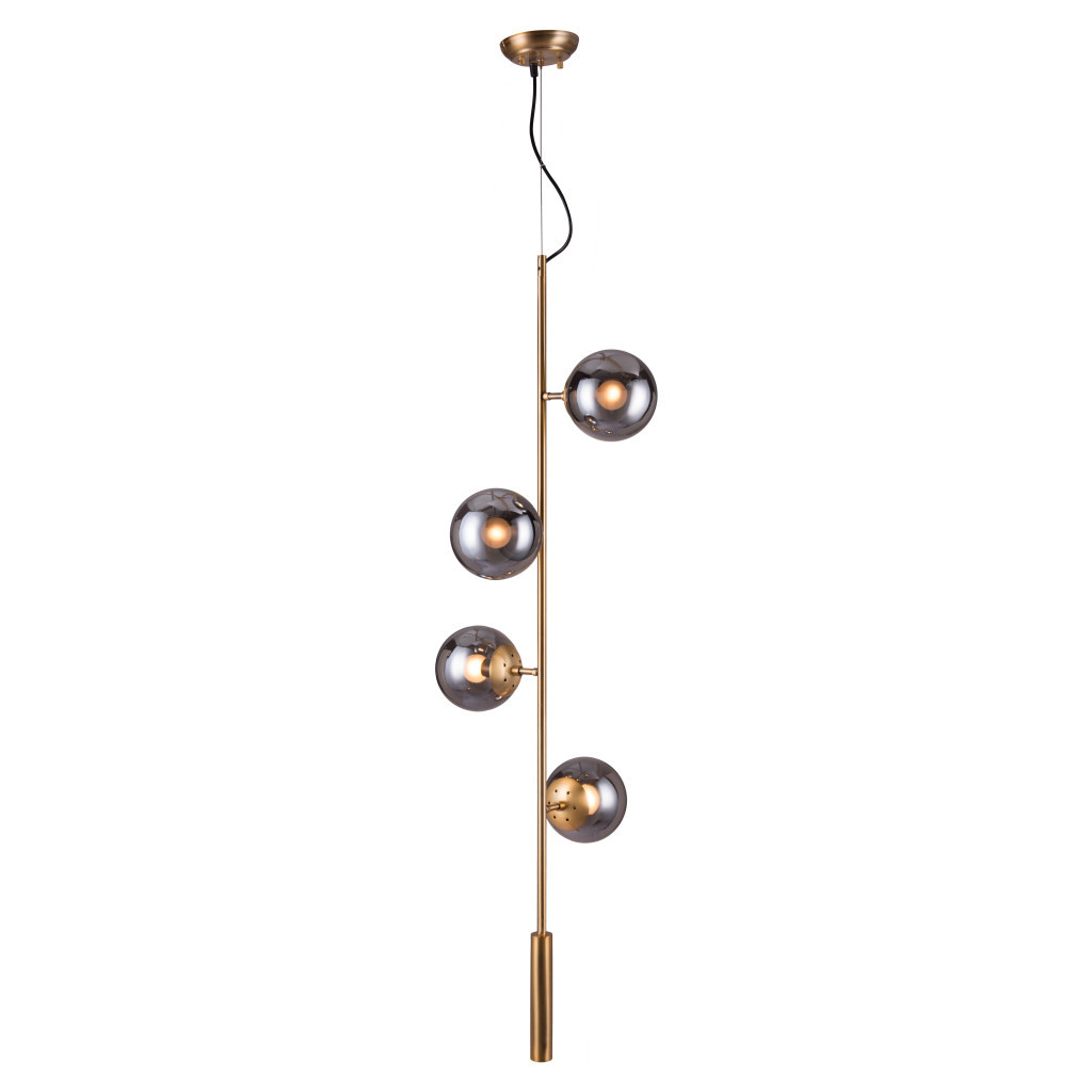 Gold Shaded Four Light Metal Dimmable Ceiling Light With Clear Shades - Image 2