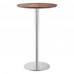 26" Brown and Silver Rounded Stainless Steel Bar Table