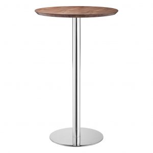 26" Brown and Silver Rounded Stainless Steel Bar Table