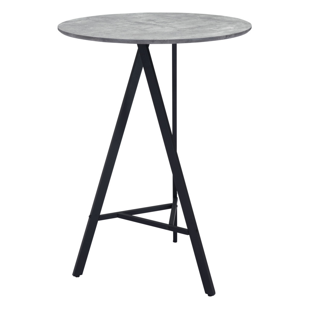 32" Gray and Black Rounded Steel Bar Table - Image 3