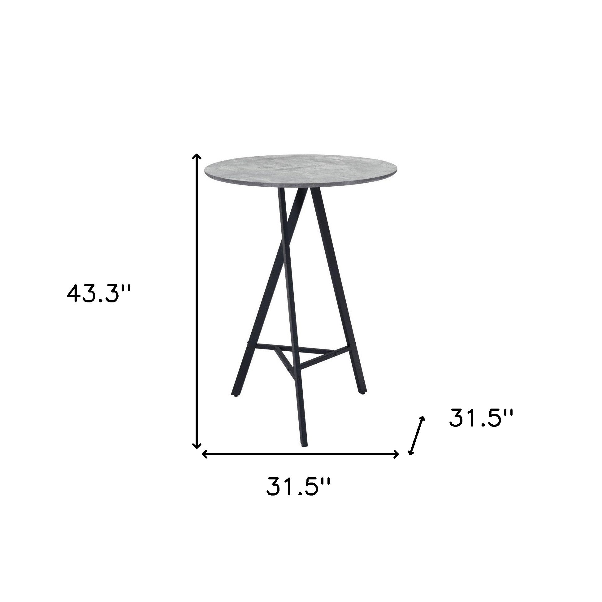 32" Gray and Black Rounded Steel Bar Table - Image 11