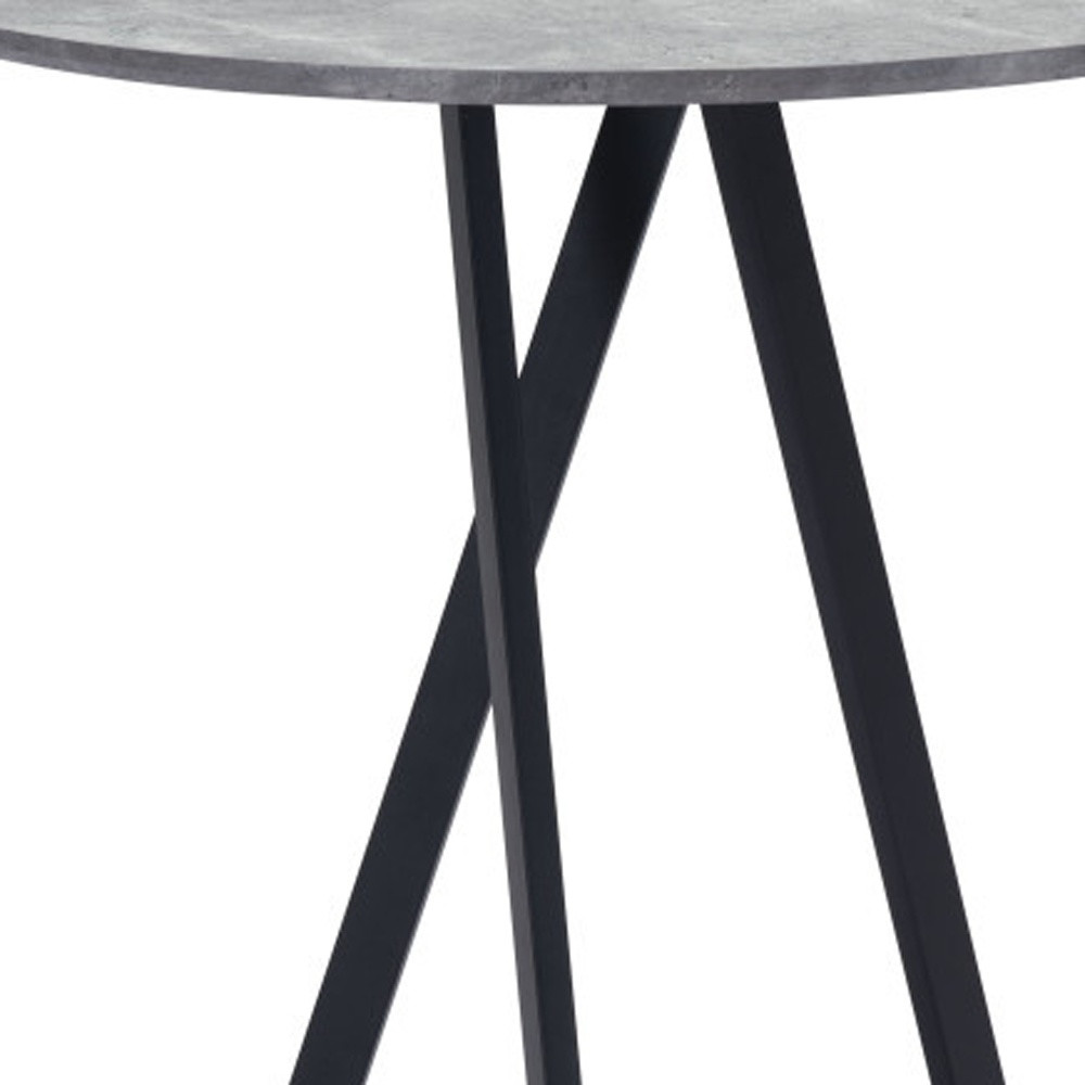 32" Gray and Black Rounded Steel Bar Table - Image 8