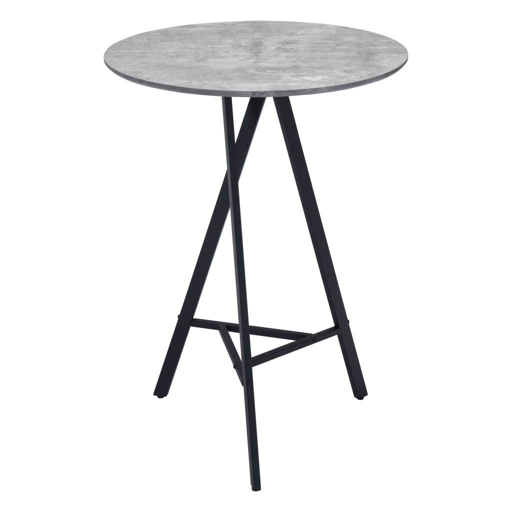32" Gray and Black Rounded Steel Bar Table - Image 6