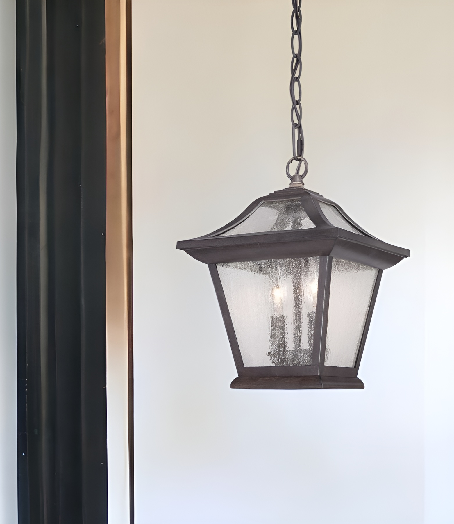 Matte Black Birdhouse Shape Outdoor Hanging Light - Image 2