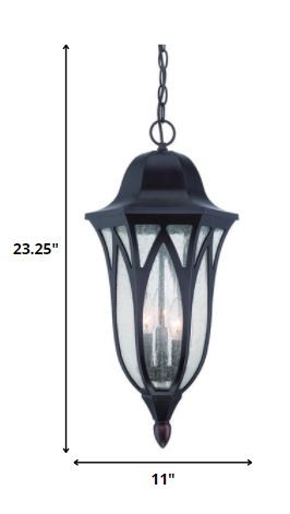 XL Antique Bronze Geometric Glass Hanging Light - Image 6