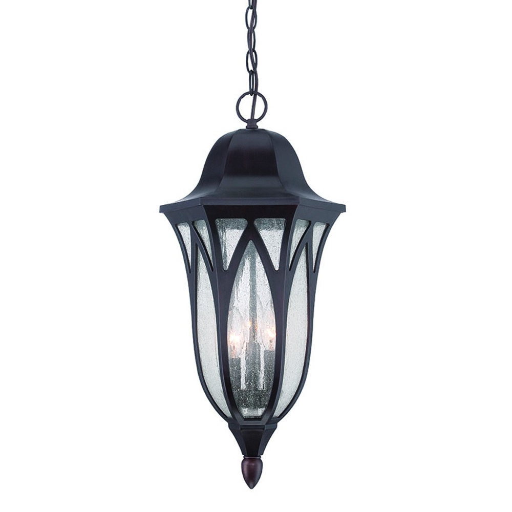 XL Antique Bronze Geometric Glass Hanging Light - Image 3