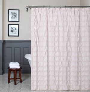 Pale Pink Modern Striped Crinkle Shower Curtain