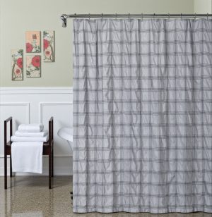 Gray Modern Striped Crinkle Shower Curtain