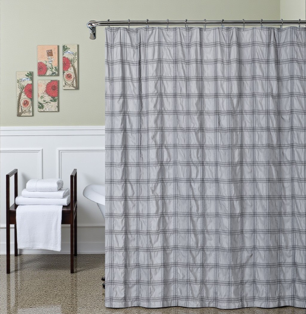 Gray Modern Striped Crinkle Shower Curtain