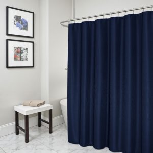 Luxurious Navy Waffle Weave Shower Curtain