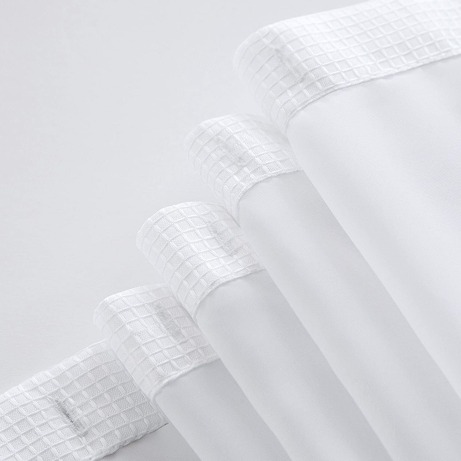 White Sheer and Grid Shower Curtain and Liner Set - Image 2