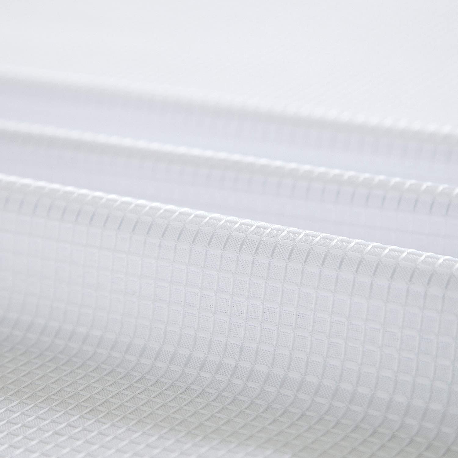 White Sheer and Grid Shower Curtain and Liner Set - Image 7