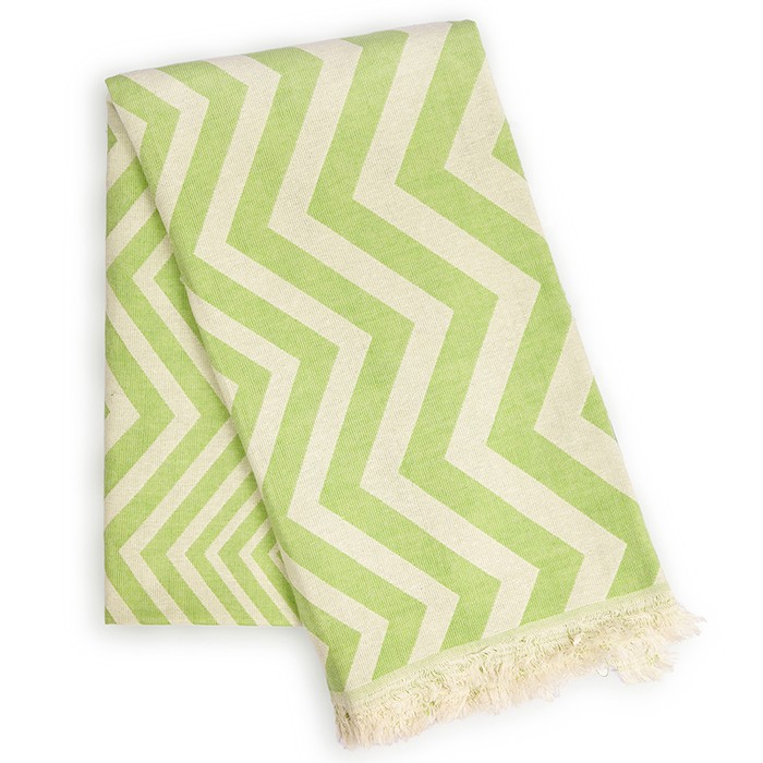 Lime Green Chevron Design Turkish Beach Blanket - Image 2