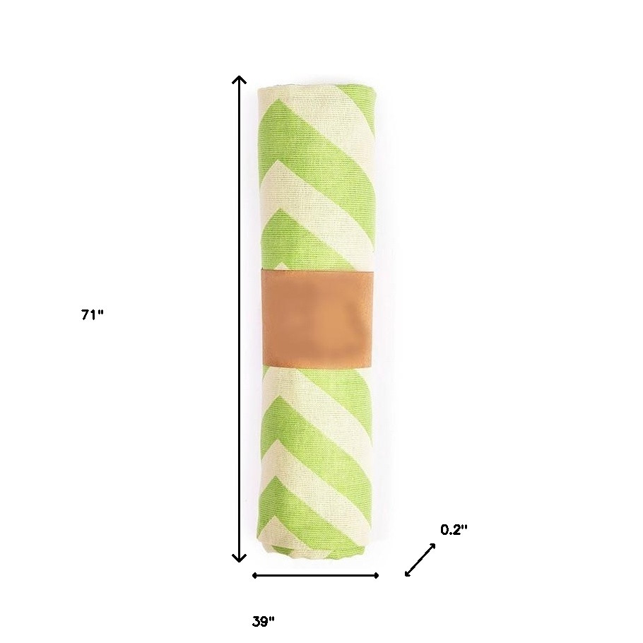 Lime Green Chevron Design Turkish Beach Blanket - Image 5