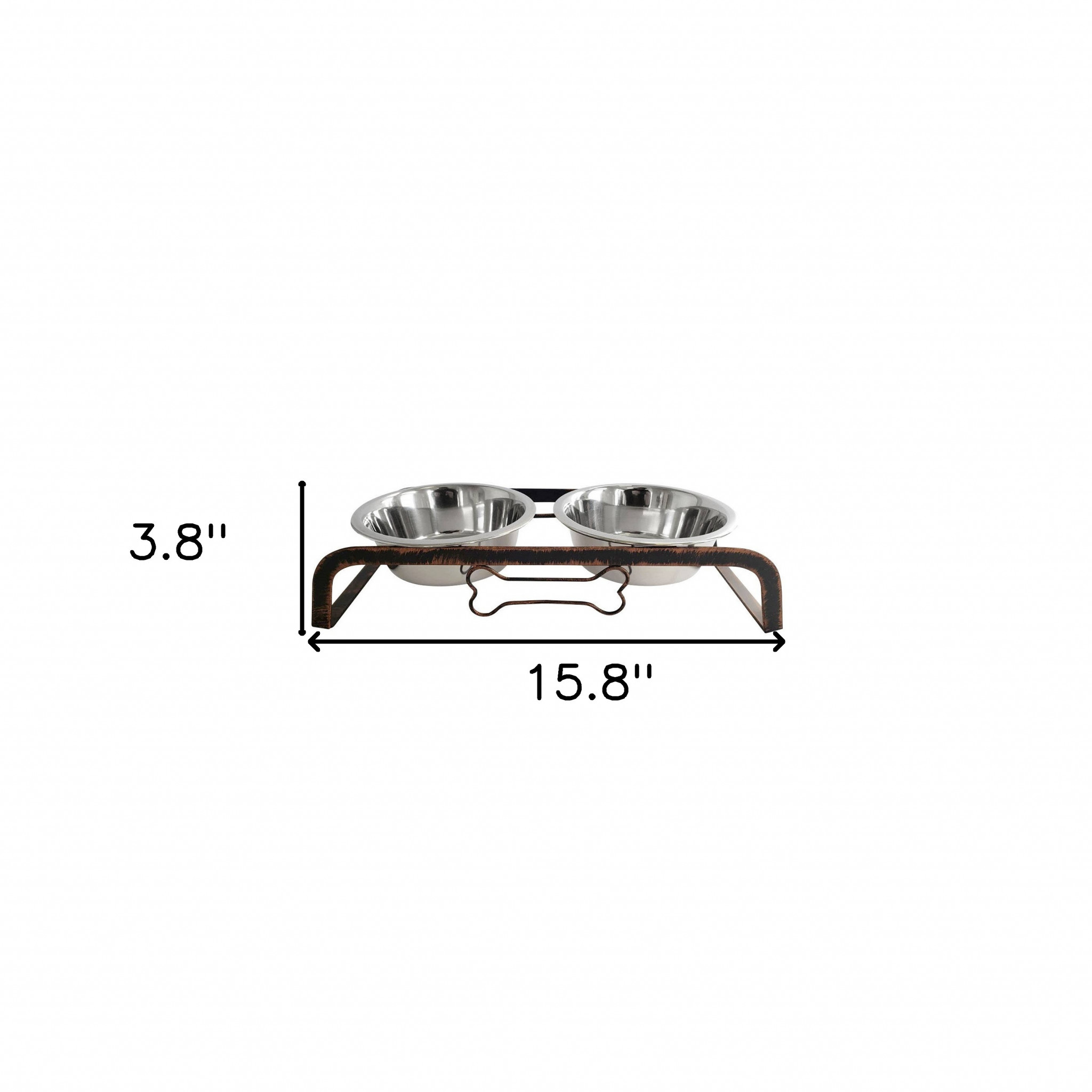Rustic Elevated 16oz Two Bowl Dog Feeding Station - Image 5