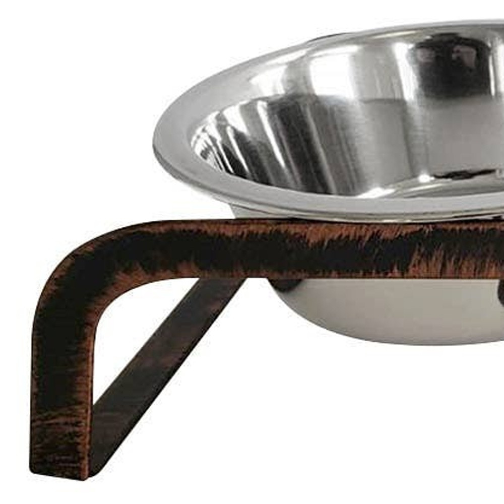 Rustic Elevated 16oz Two Bowl Dog Feeding Station - Image 3