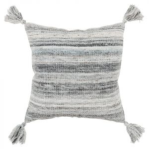 20" Gray Striped Indoor Outdoor Throw Pillow