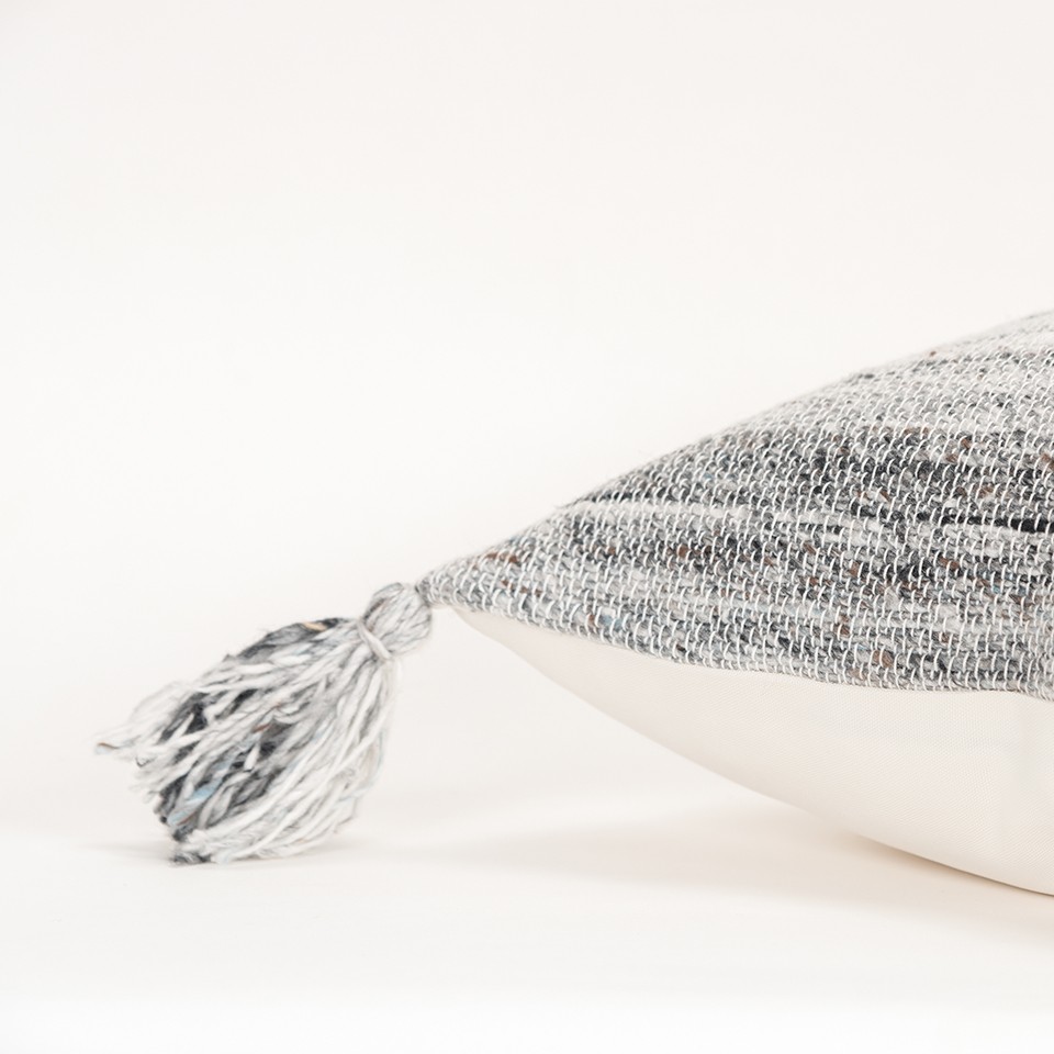 20" Gray Striped Indoor Outdoor Throw Pillow - Image 6