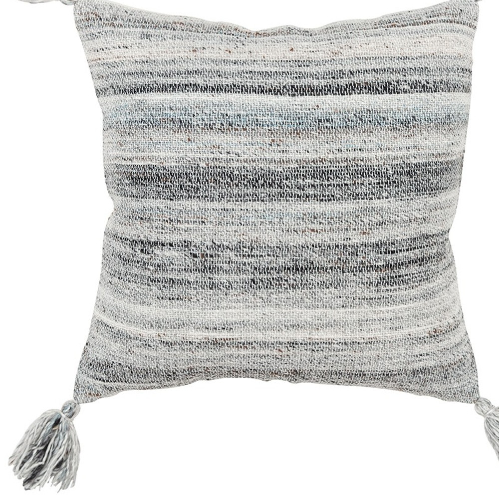20" Gray Striped Indoor Outdoor Throw Pillow - Image 7