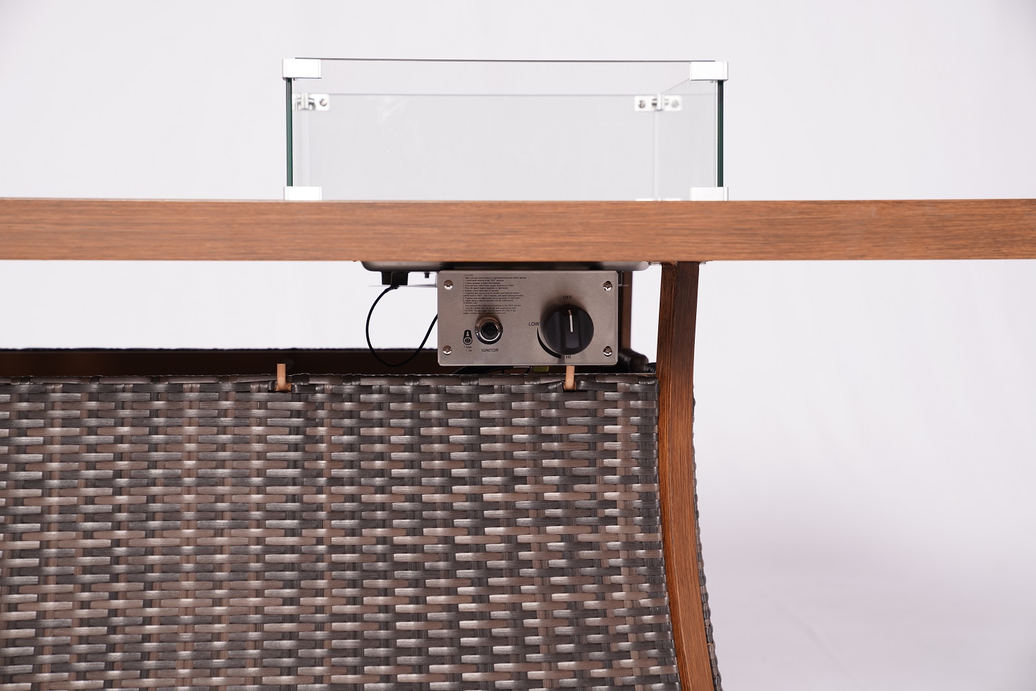 Brown Wicker Outdoor Gas Fire Pit Table with Ice Bucket - Image 4