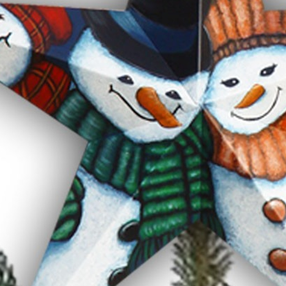 Set of Six Star Shaped Snowmen Joy Christmas Ornaments - Image 3