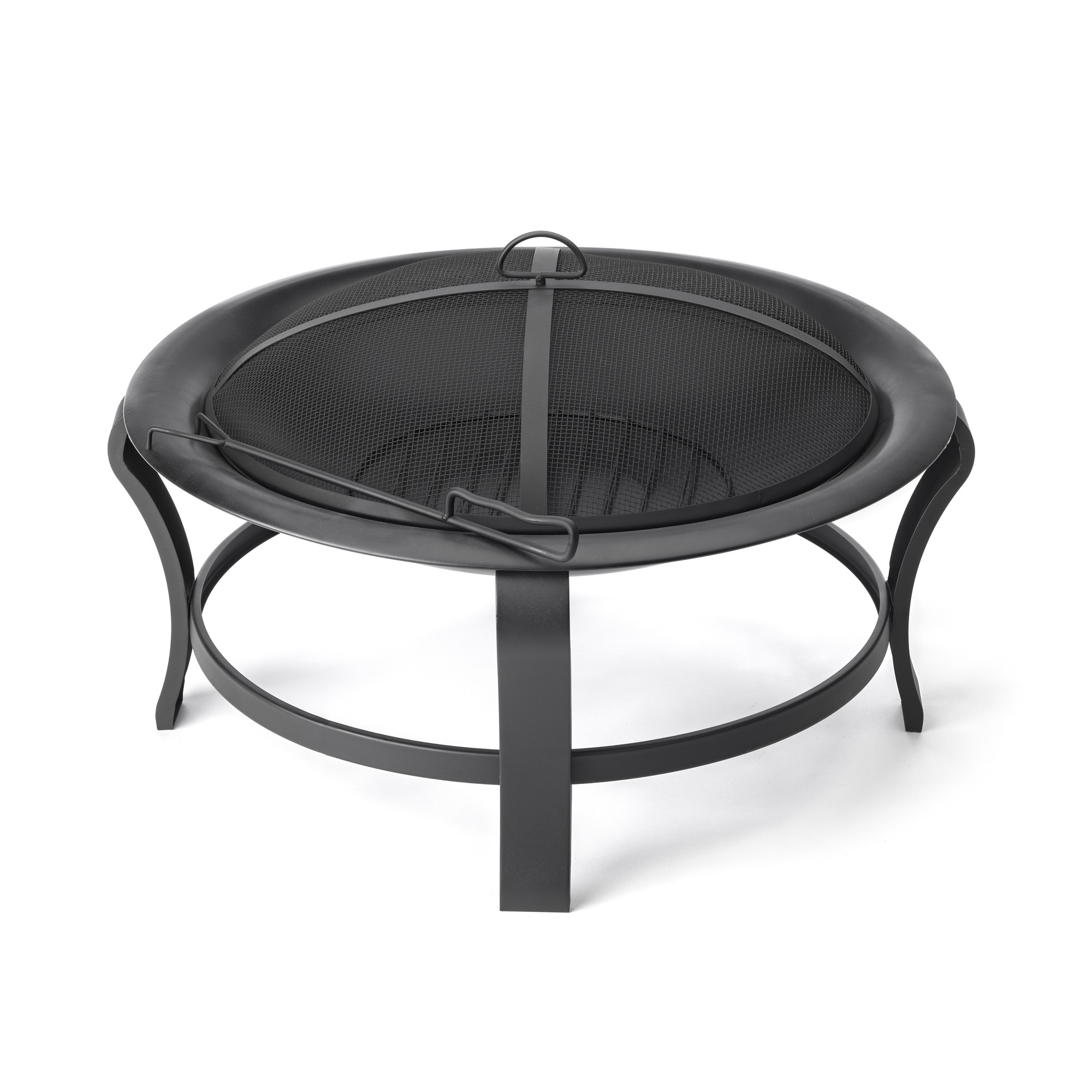 Black Steel Round Wood Burning Fire Pit - Image 2