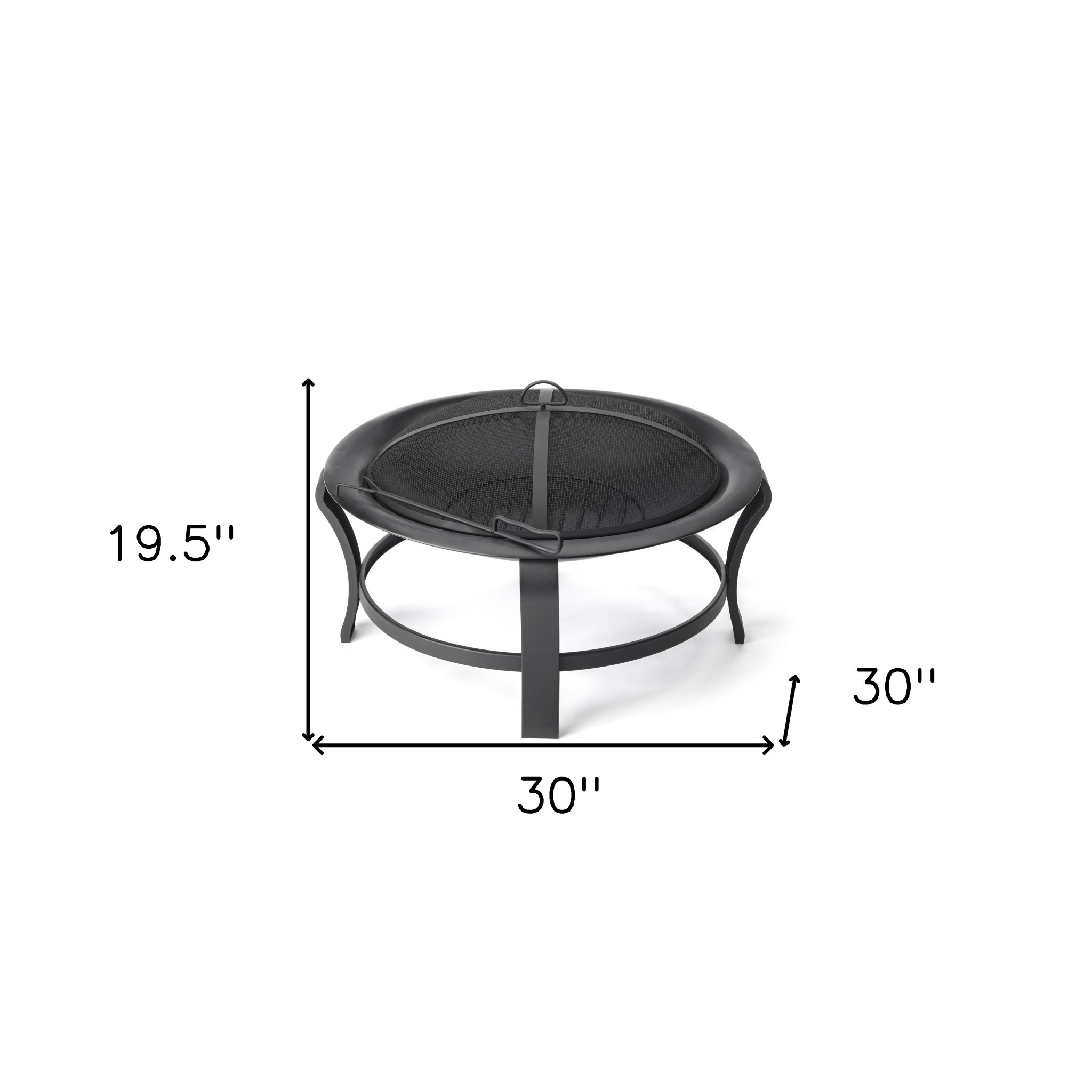 Black Steel Round Wood Burning Fire Pit - Image 4
