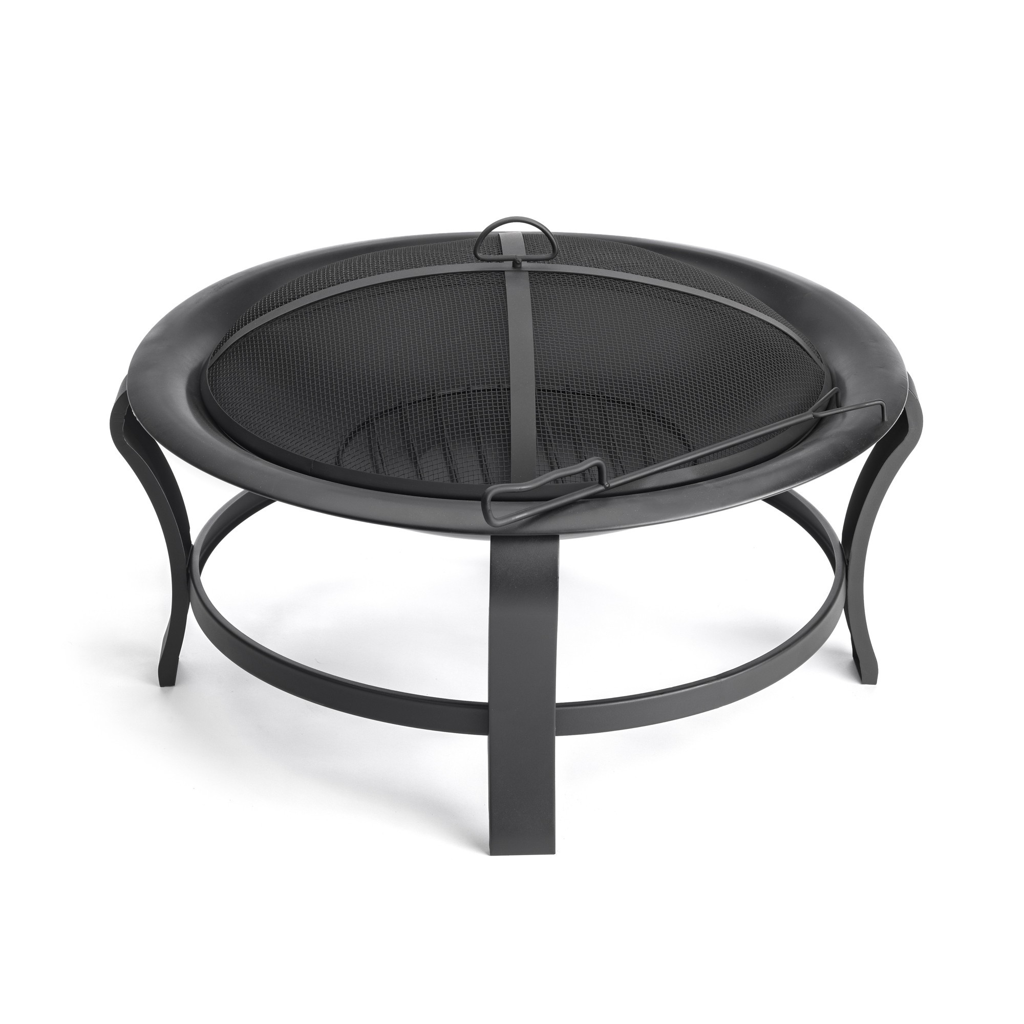 Black Steel Round Wood Burning Fire Pit - Image 3