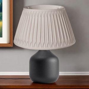 Cream Shantung Silk Pleated Drum Lamp Shade