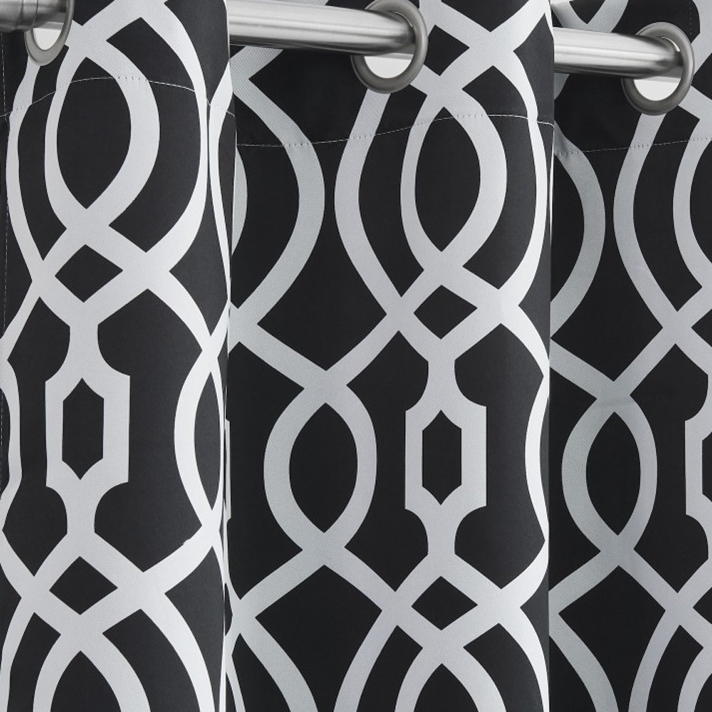 84" Jet Black Trellis Black Out Window Curtain Panel - Image 4