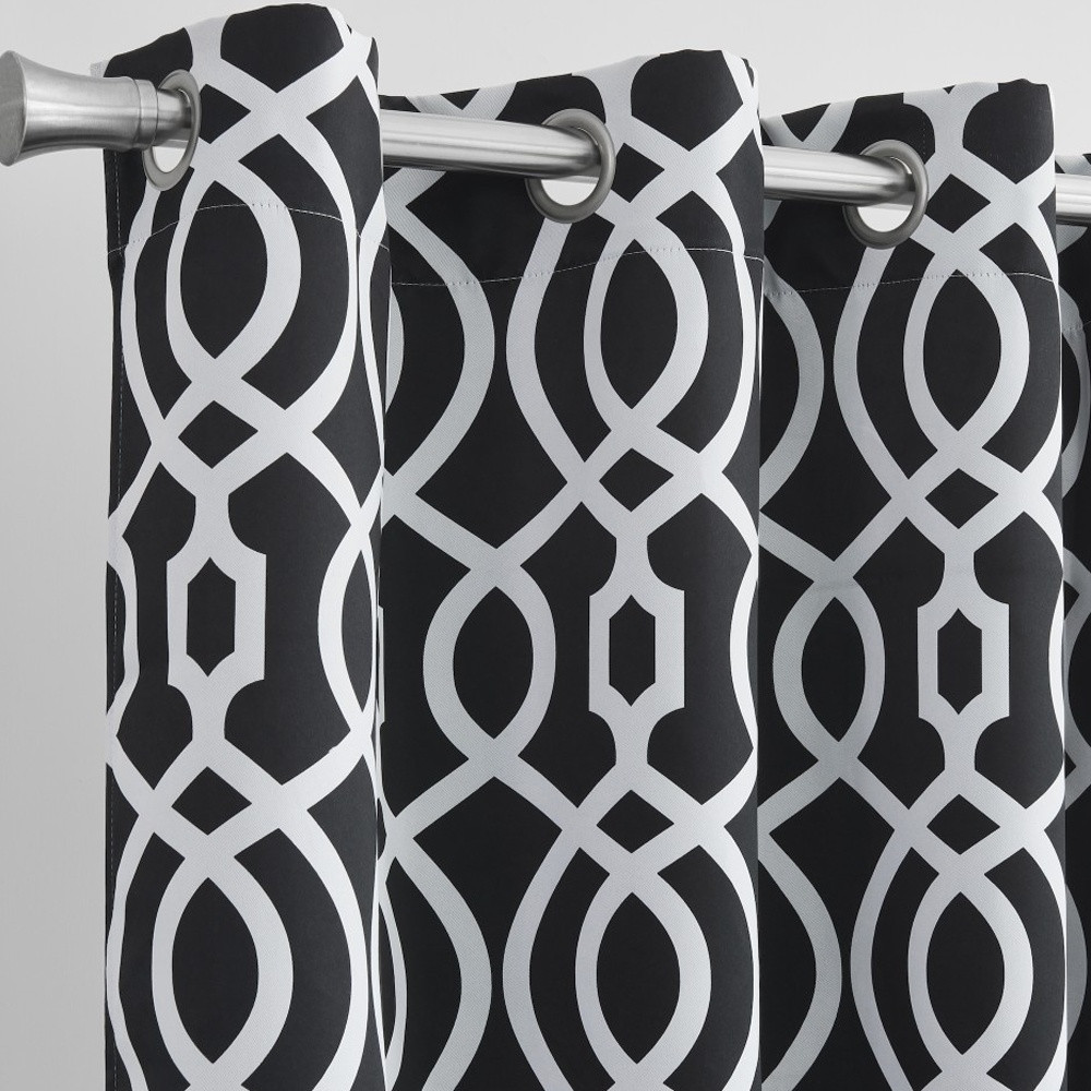 84" Jet Black Trellis Black Out Window Curtain Panel - Image 5