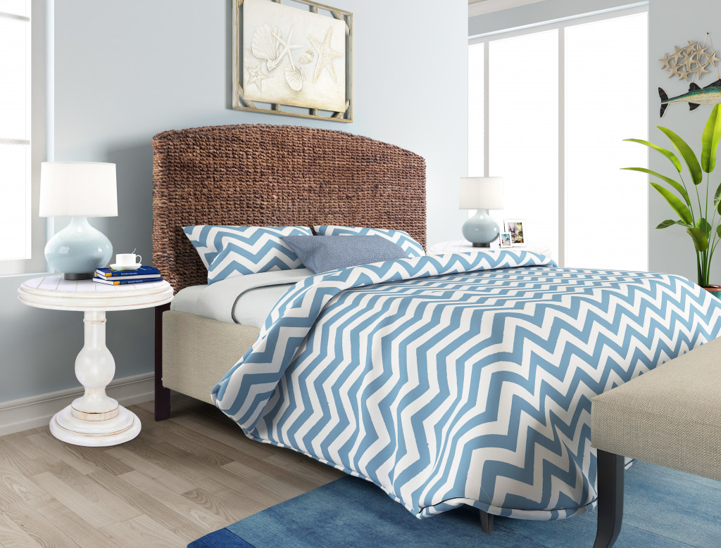 Brown Natural and Rustic Woven Banana Leaf Curved King Size Headboard - Image 6