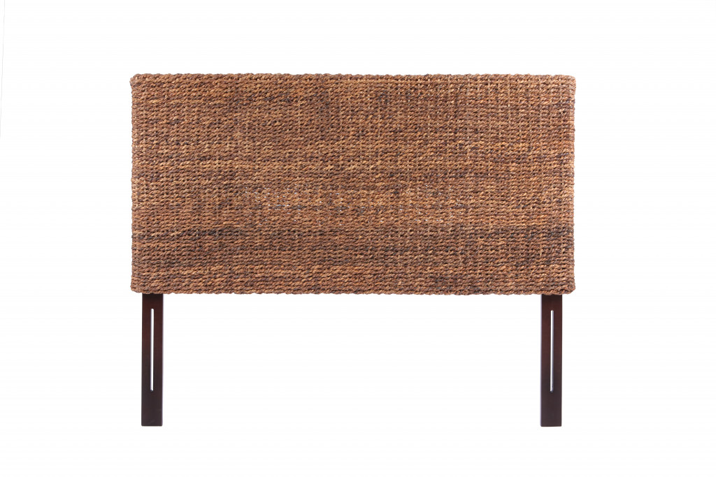 Brown Natural and Rustic Woven Banana Leaf Straight Queen Size Headboard - Image 2