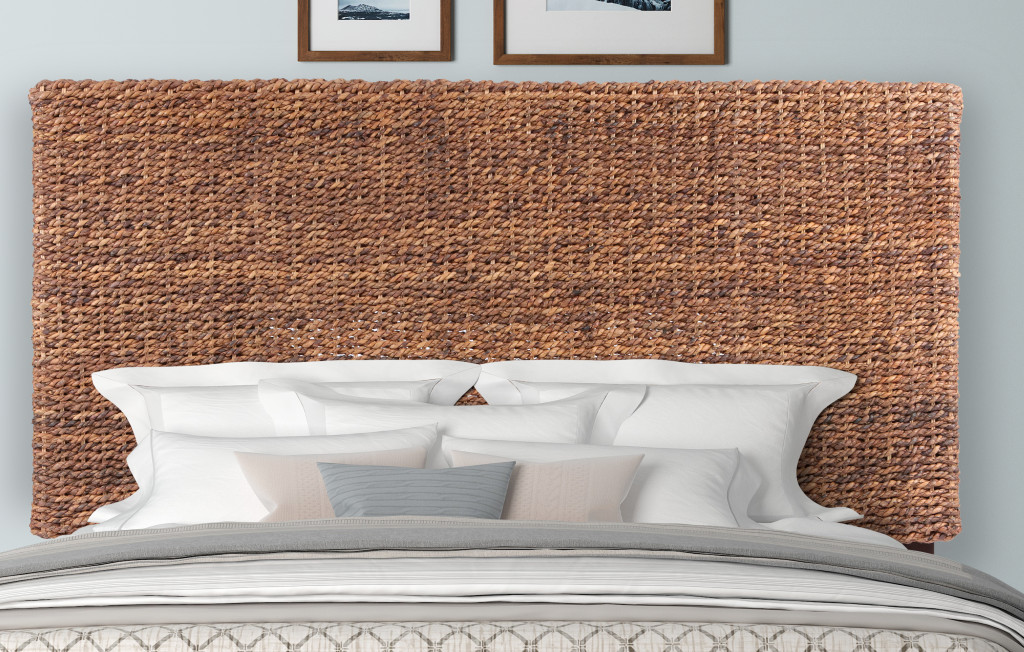 Brown Natural and Rustic Woven Banana Leaf Straight Queen Size Headboard - Image 5