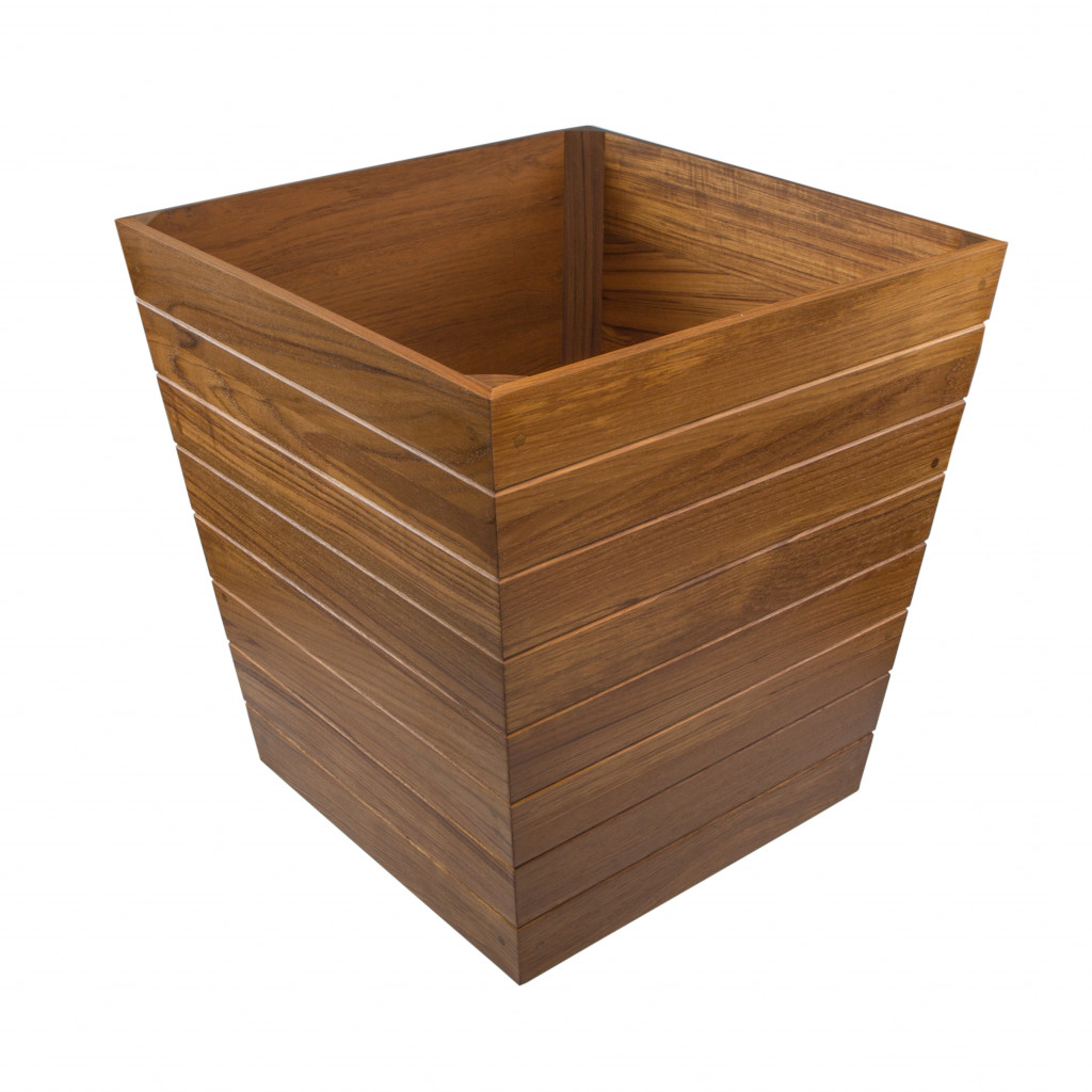 21" Brown Solid Wood Indoor Outdoor Square Planter Box - Image 3