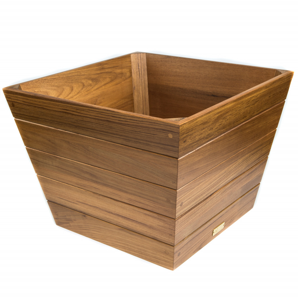 19" Brown Wood Indoor Outdoor Square Planter Box - Image 2