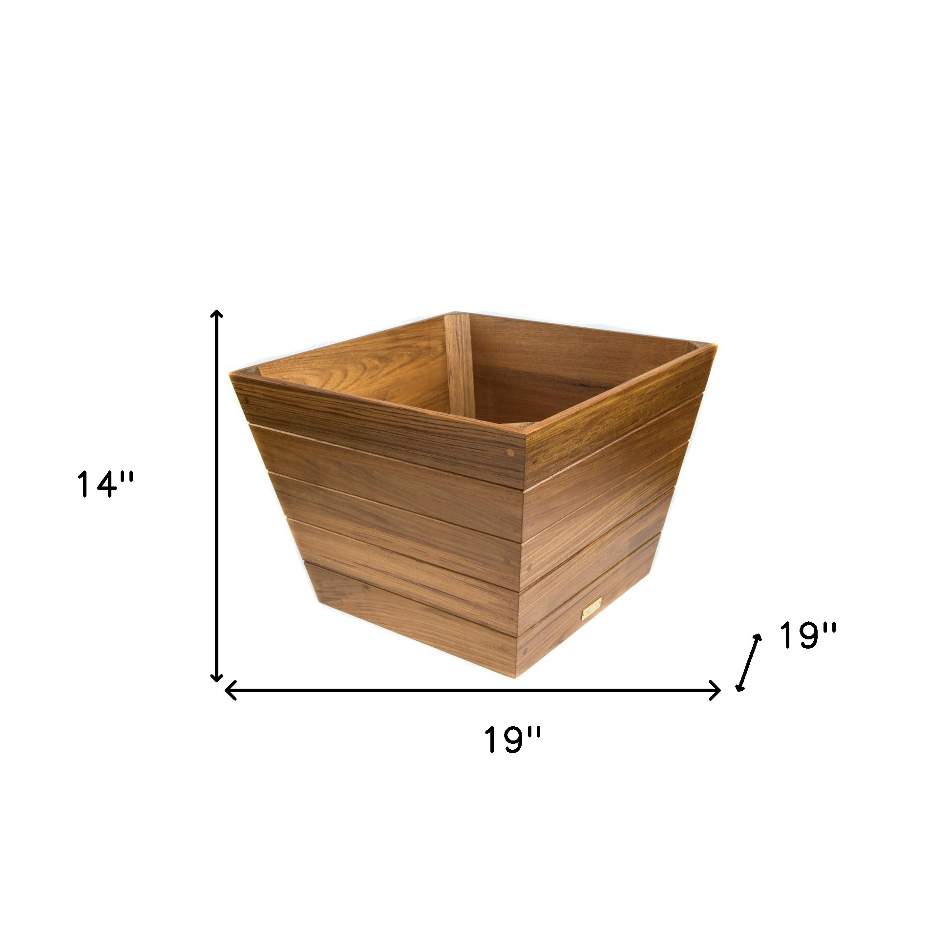 19" Brown Wood Indoor Outdoor Square Planter Box - Image 4