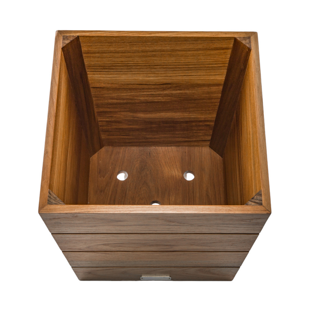 12" Brown Wood Indoor Outdoor Square Planter Box - Image 5
