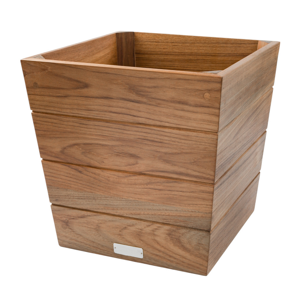 12" Brown Wood Indoor Outdoor Square Planter Box - Image 3
