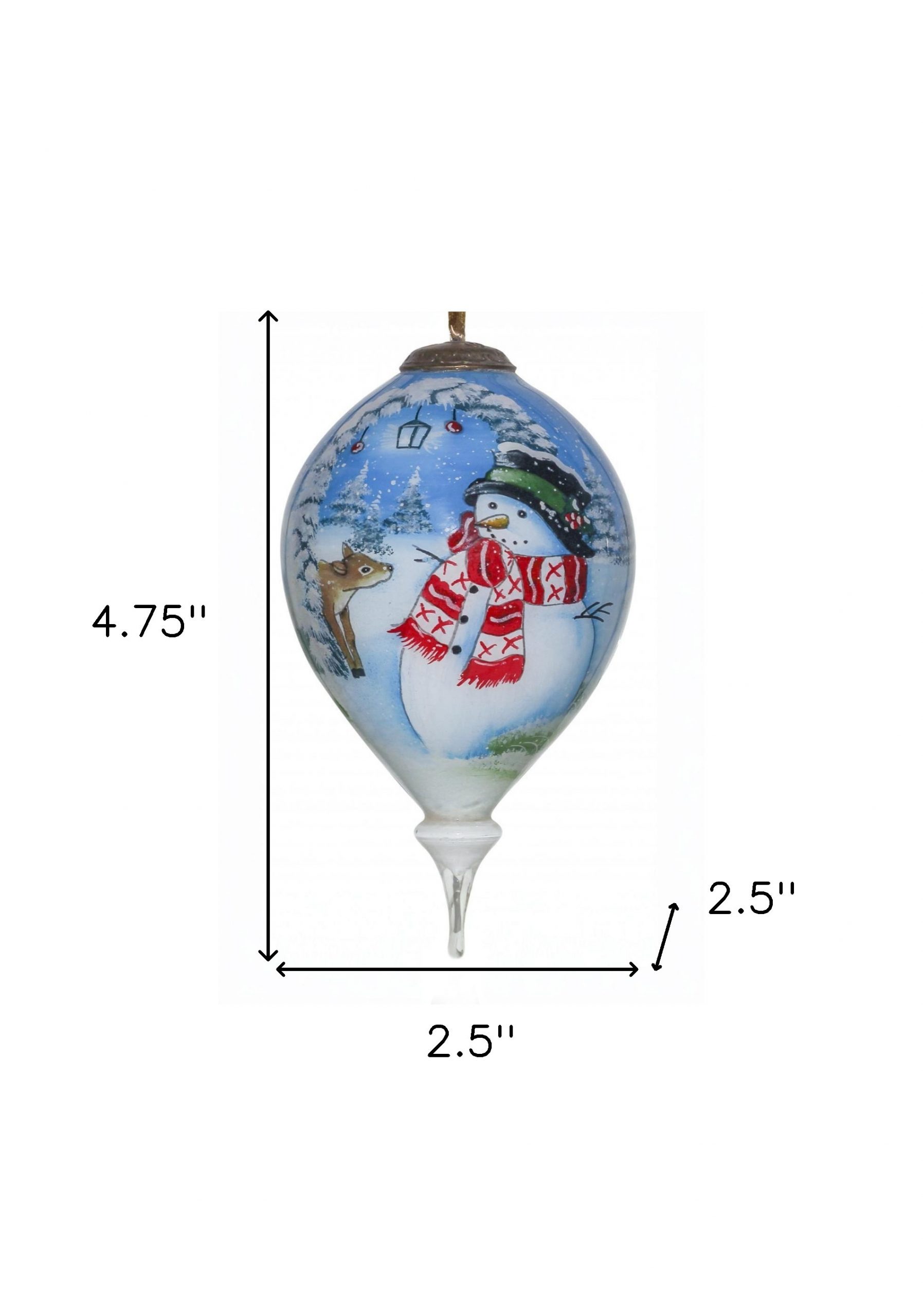 Adorable Snowman and Deer Hand Painted Mouth Blown Glass Ornament - Image 7