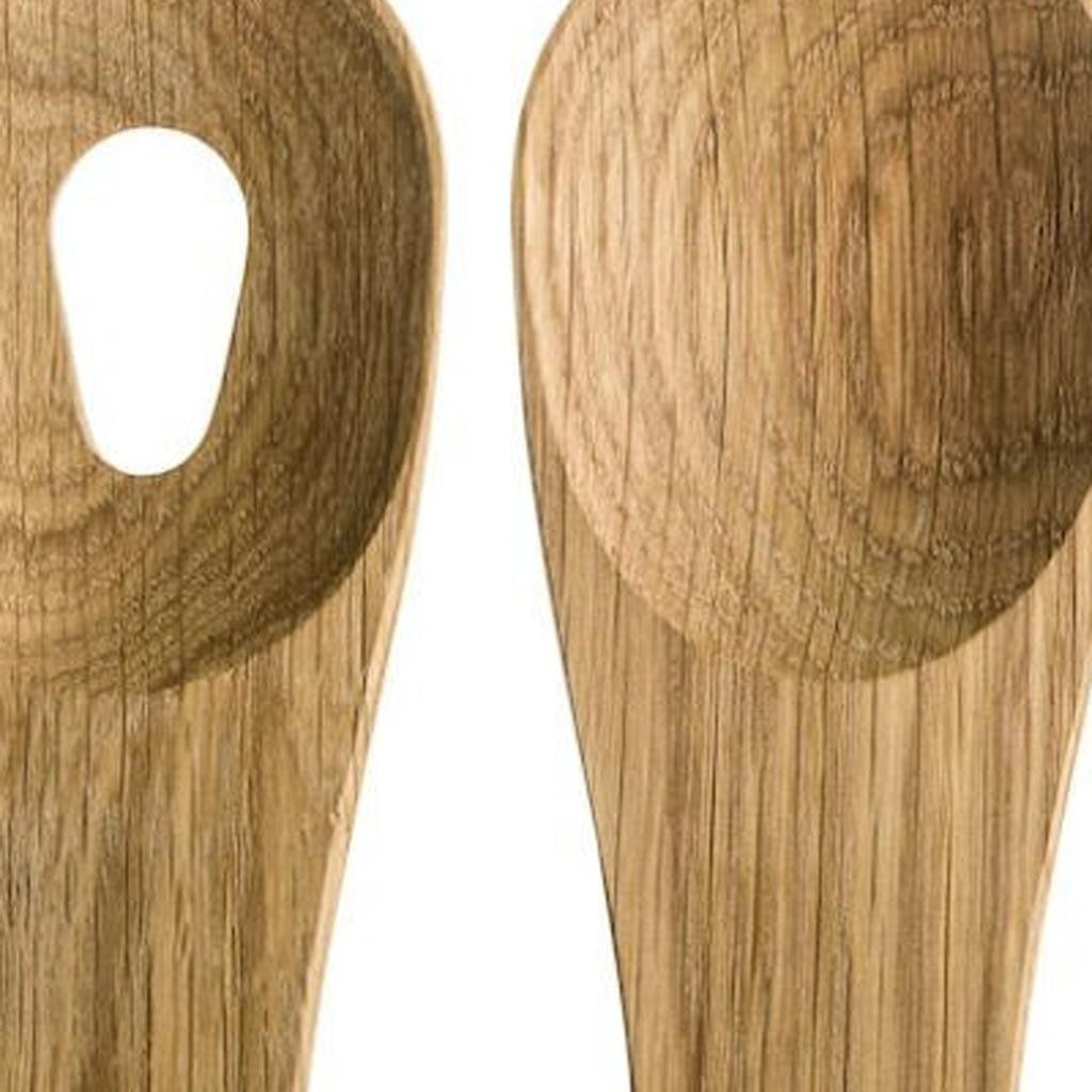 Set of Two Natural Solid Wood Salad Servers - Image 4