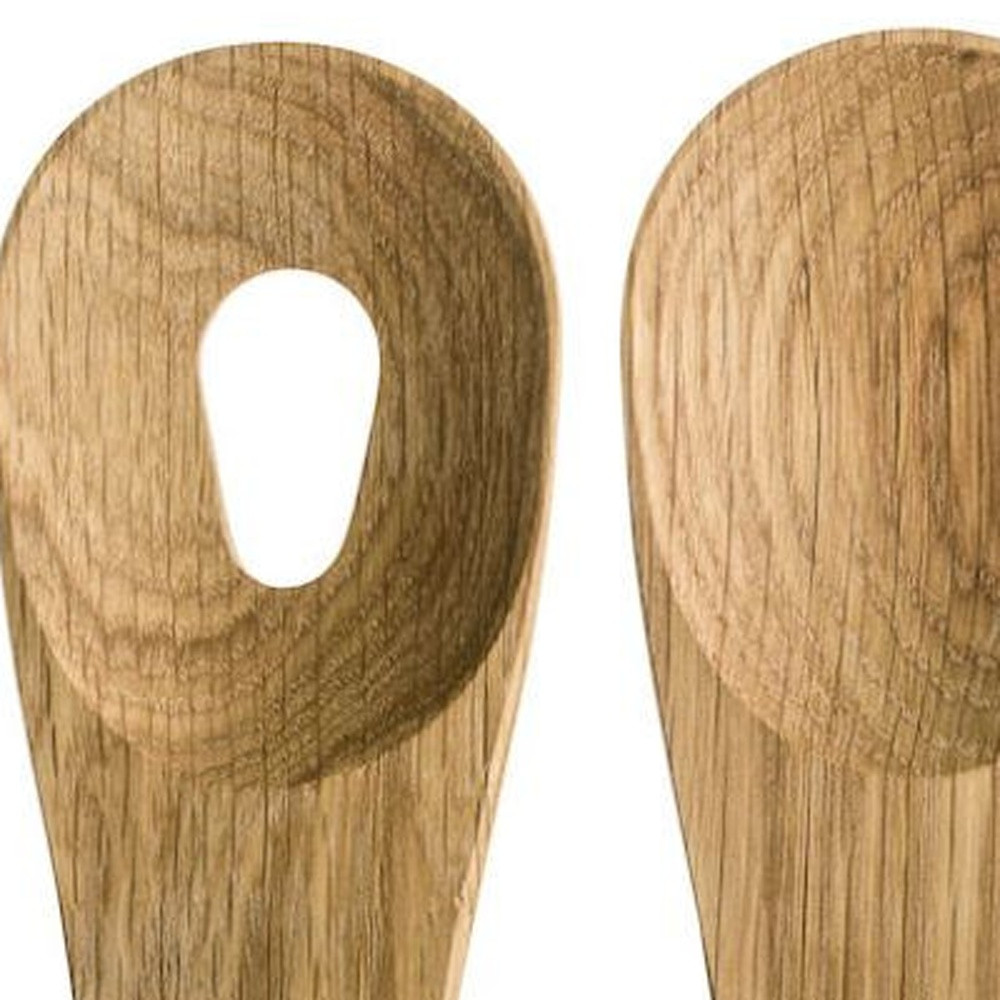 Set of Two Natural Solid Wood Salad Servers - Image 3