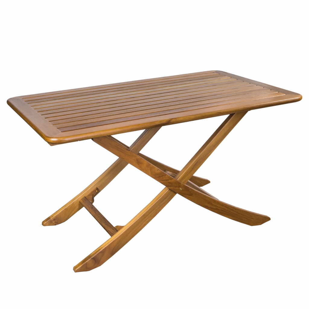 43" Brown Solid Wood Folding Outdoor Picnic Table - Image 2