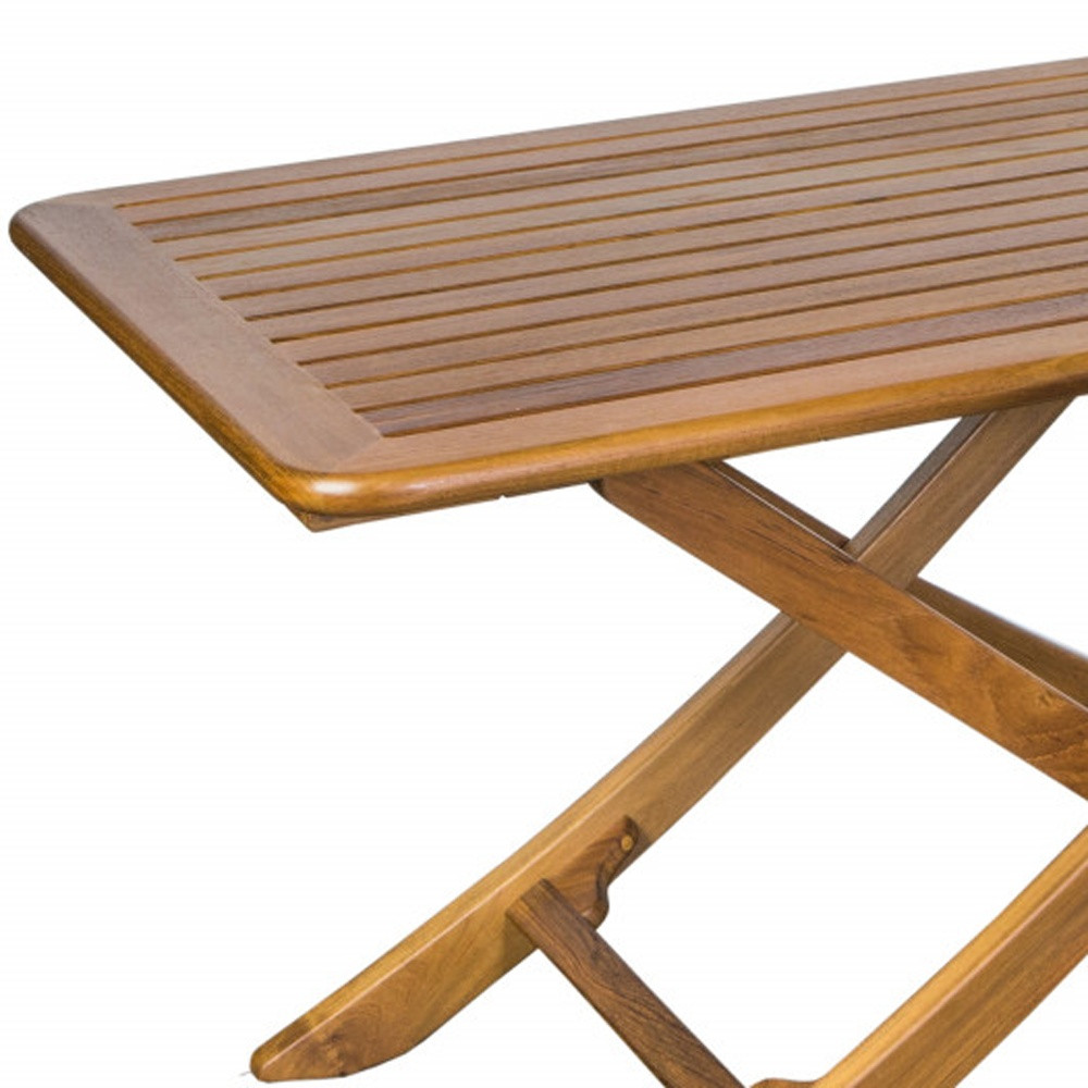 43" Brown Solid Wood Folding Outdoor Picnic Table - Image 3