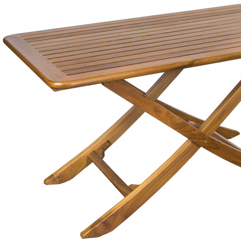 43" Brown Solid Wood Folding Outdoor Picnic Table - Image 4