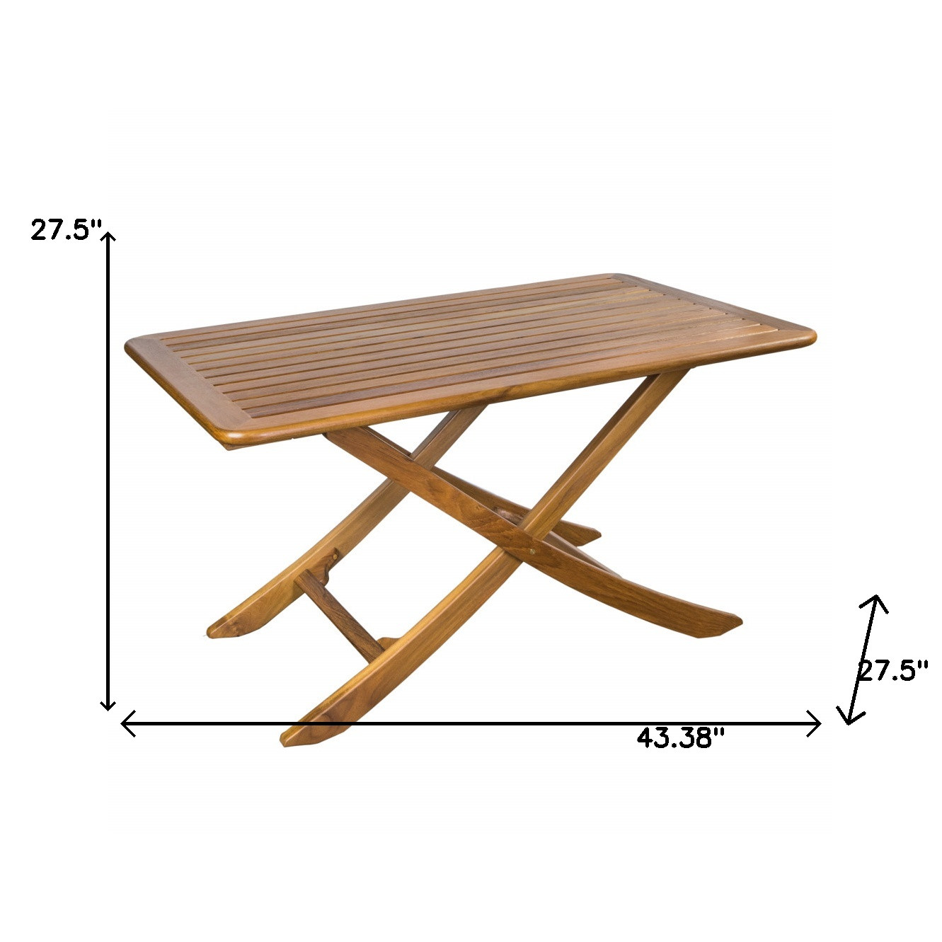 43" Brown Solid Wood Folding Outdoor Picnic Table - Image 5