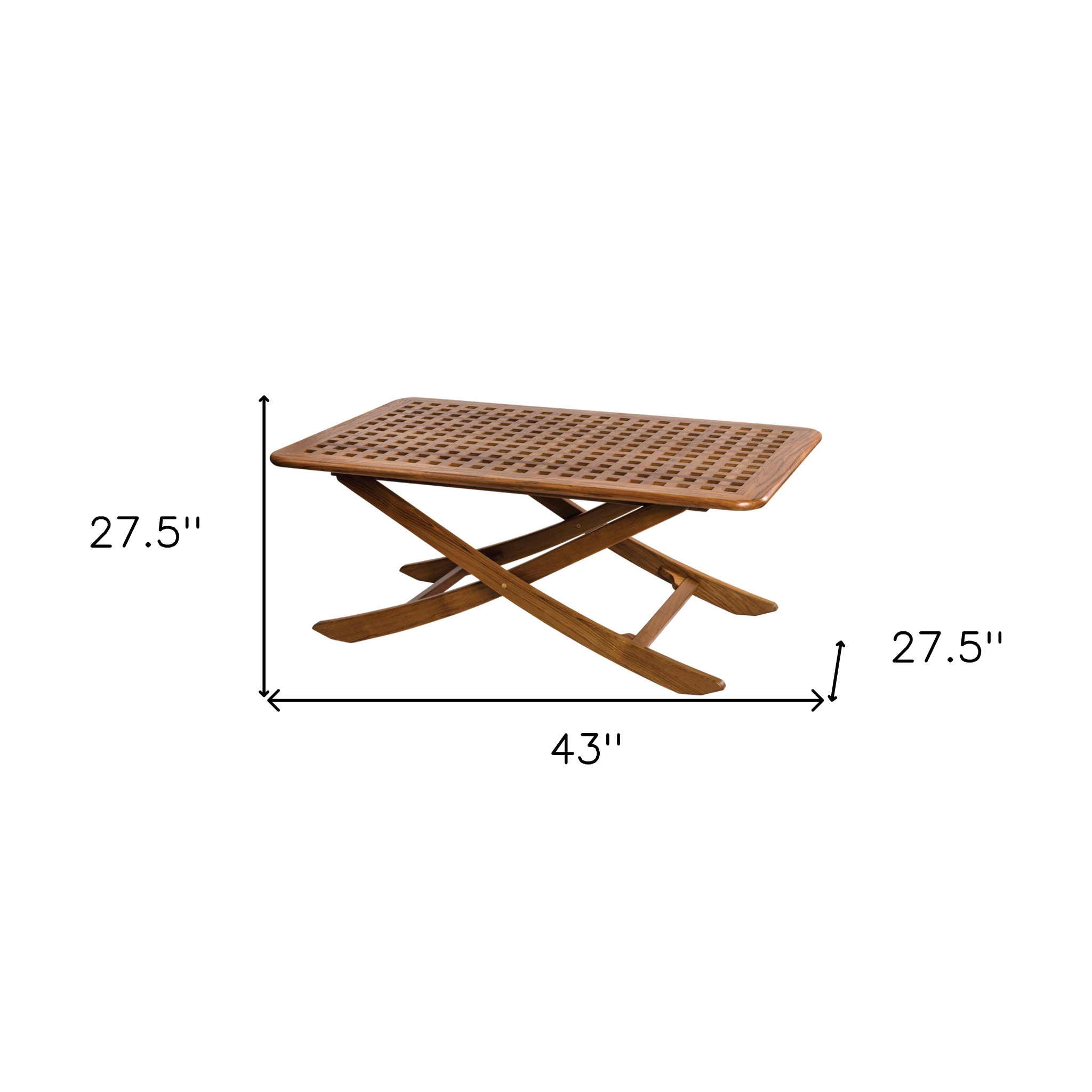 43" Brown Solid Wood Folding Outdoor Side Table - Image 4